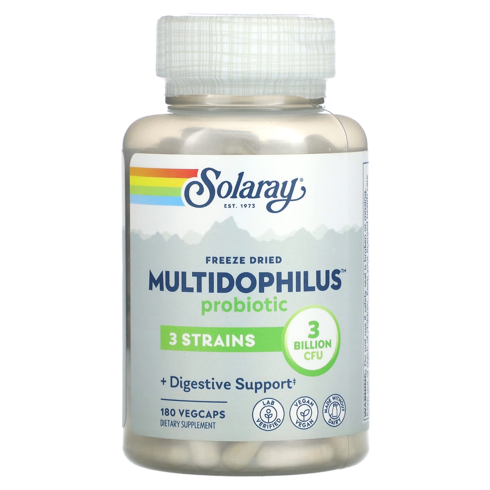 Solaray, Freeze Dried Multidophilus Probiotic, 3 Billion CFU, 180 VegCaps UPC 076280048742 | HiLife Vitamins